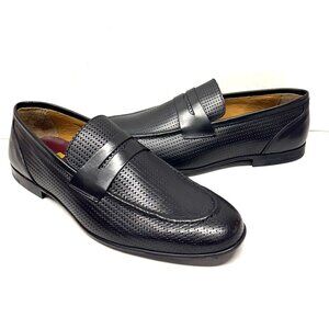 BRUNO MAGLI MEN'S LASTRA WOVEN LEATHER SLIP ON LOAFER SHOES BLACK SIZE 11.5 M
